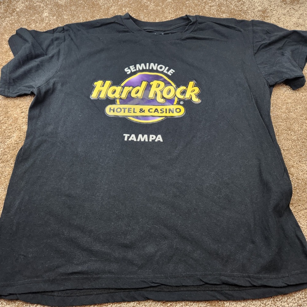 Hard Rock Hotel Casino Tampa T-Shirt Black Graphic Tee 2XL RN160173 Unity